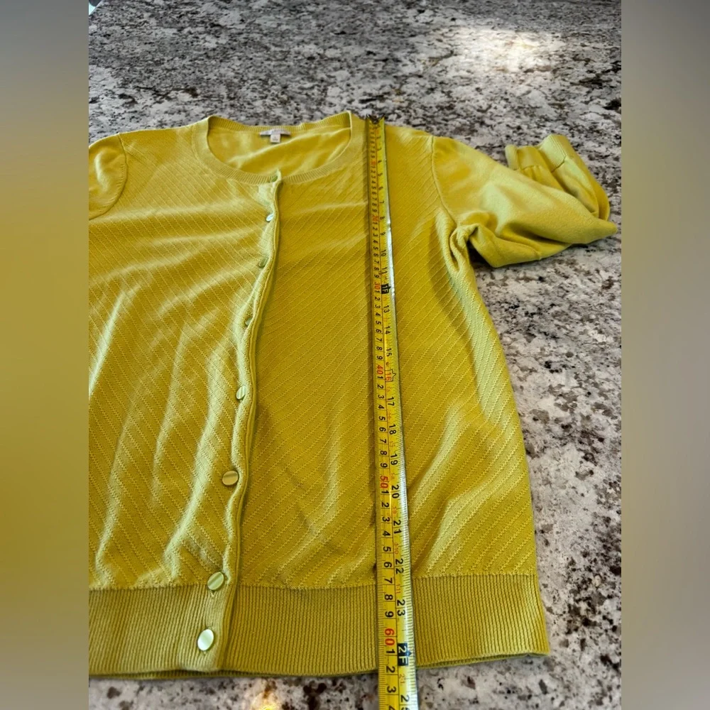 Talbots Mustard Yellow Button-Front Cardigan - Picture 4 of 7